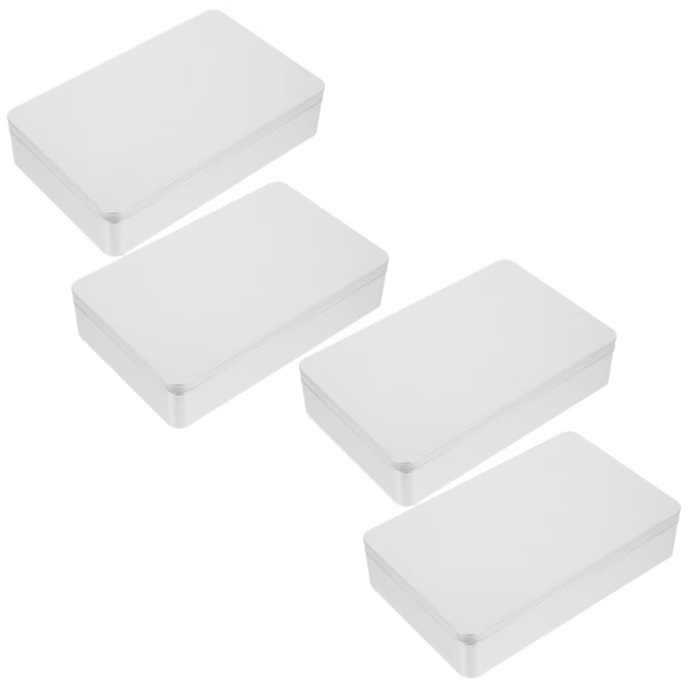 4 Pcs Collapsible Storage Bins Metal Tin Box Compact Lightweight Travel