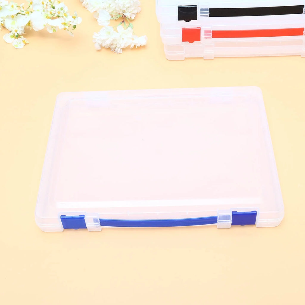 Transparent Storage Box Clear Plastic Document Paper Filling File Case Portable Ducoment Storage Holder with Blue Buckle