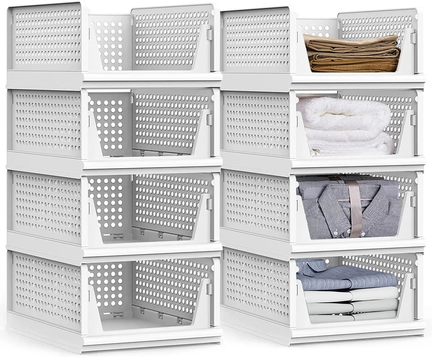 5 Pack Stackable Closet Storage Box,Closet Shelf Organizer and Storage Plastic Drawer Storage,Wardrobe Organizer Closet Organizers Storage Box for Cupboard Kitchen Office(5L)