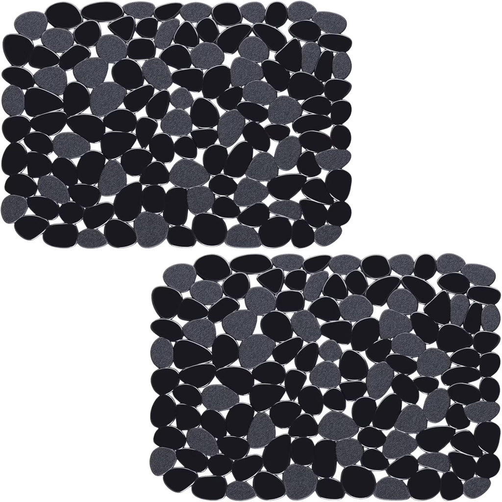 Bligli Pebble Sink Mat 2-Pack - PVC Kitchen Protector for Stainless Steel/Ceramic Dish Drying Mat for Dishes 15.7" x 11.8" Black