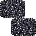 Bligli Pebble Sink Mat 2-Pack - PVC Kitchen Protector for Stainless Steel/Ceramic Dish Drying Mat for Dishes 15.7" x 11.8" Black