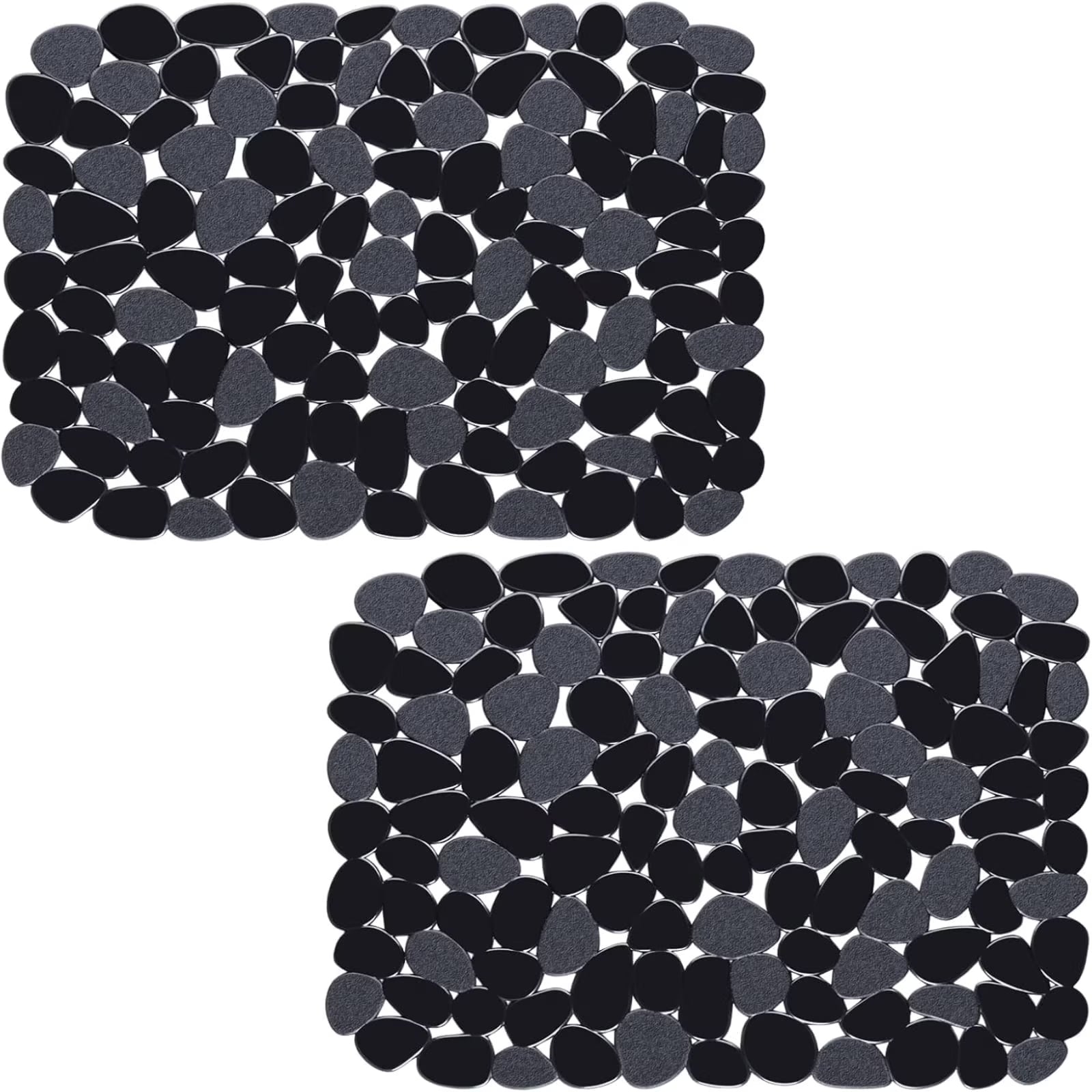 Bligli Pebble Sink Mat 2-Pack - PVC Kitchen Protector for Stainless Steel/Ceramic Dish Drying Mat for Dishes 15.7" x 11.8" Black