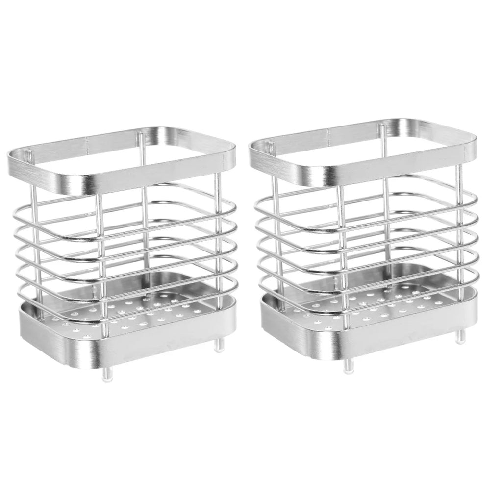 unbranded 2pcs Stainless Steel Cutlery Holder Kitchen Worktop Spoon Stand Space-saving Kitchen Utensil Holder