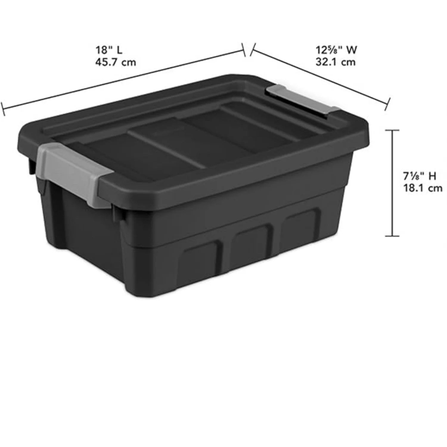 6-Pack Plastic Storage Bins with Lids Stackable Containers 4 Gallon Black