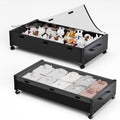 Wooden Under Bed Storage with Wheels Rolling Under the Bed Storage Bins with Removable Lid Metal Under Bed Drawers for Clothes and Shoes in Bedroom or Living Room(Black Wood-2pack)