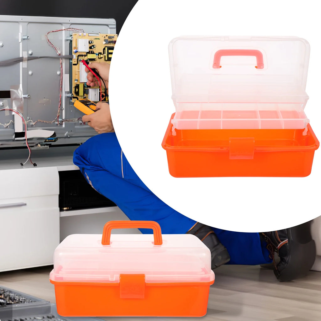 Wicker Three Layer Storage Box Household Tool Box Office 32X17CM Orange