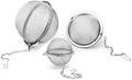 3pcs Stainless steel fine mesh seasoning ball kitchen soup spice stew filter kitchen tool metal tea bag tea ball (3pcs Round Shape),Silver,5cm/6cm/7cm