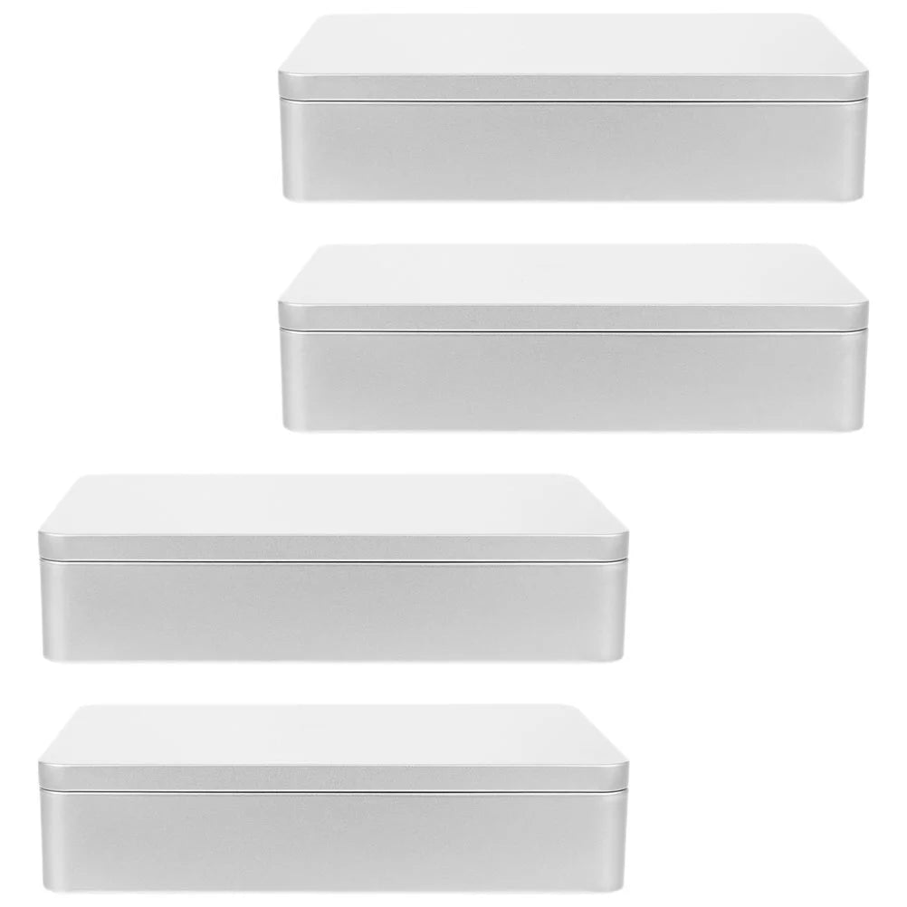 4 Pcs Collapsible Storage Bins Metal Tin Box Compact Lightweight Travel
