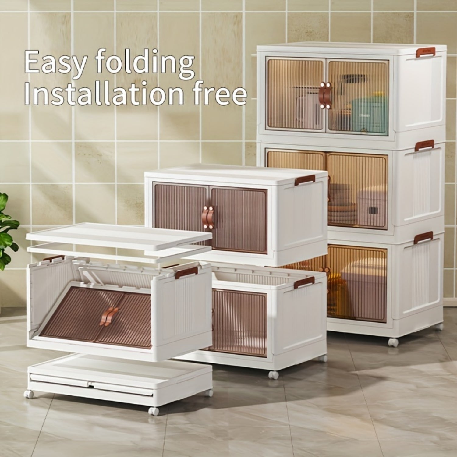 5-layer folding storage box magnetic cabinet door plastic drawer storage rack suitable for bedrooms study rooms toy rooms offices easy and convenient to move multi-layer storage box