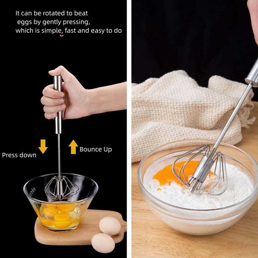 Egg Whisk,2 Pack Stainless Steel Home Kitchen Tool Hand Easy Whisk Egg Beater Manual Mixer Blender for Whisking Beating &amp; Stirring.