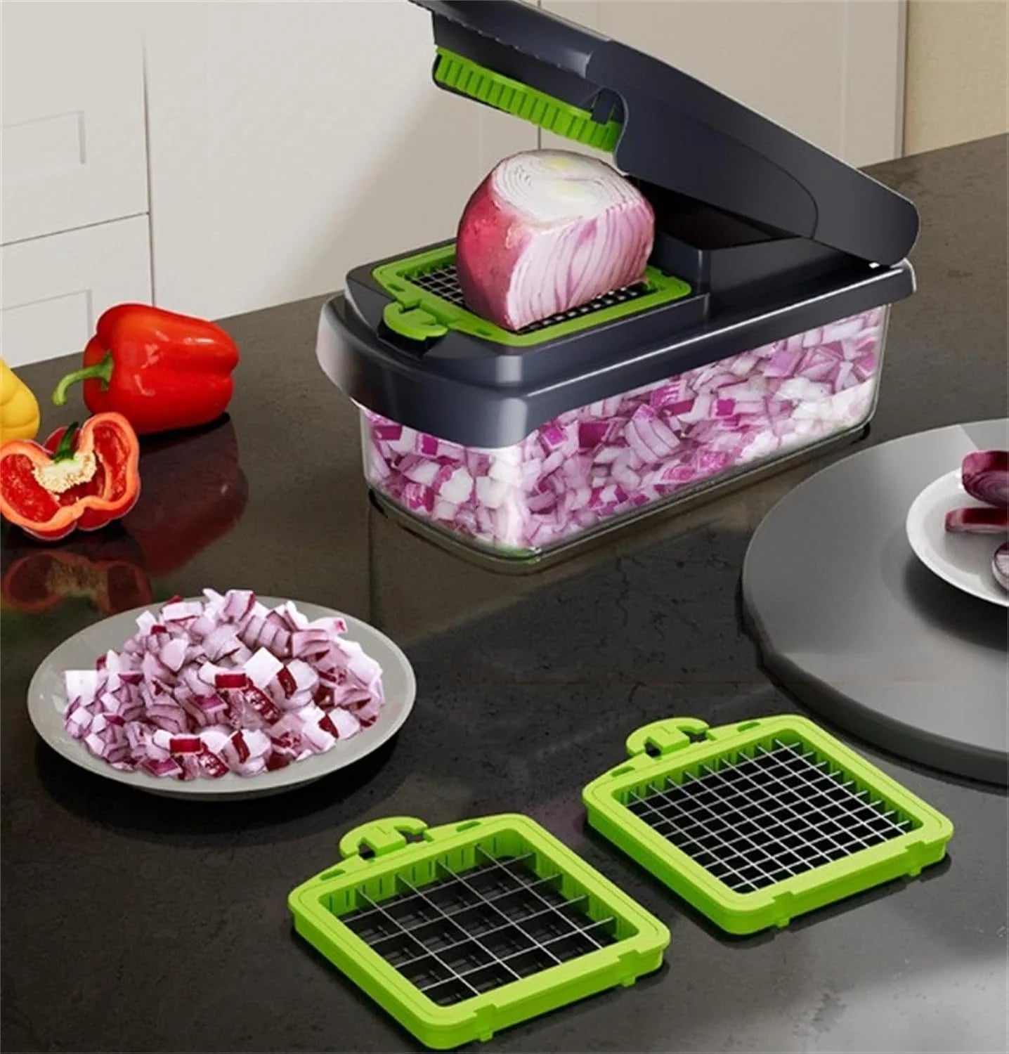 14Pcs Multi-Functional Vegetable Cutter &amp; Slicer Trendgolden Food Chopper Stainless Steel Blades Kitchen Gadgets &amp; Accessories (Pink)