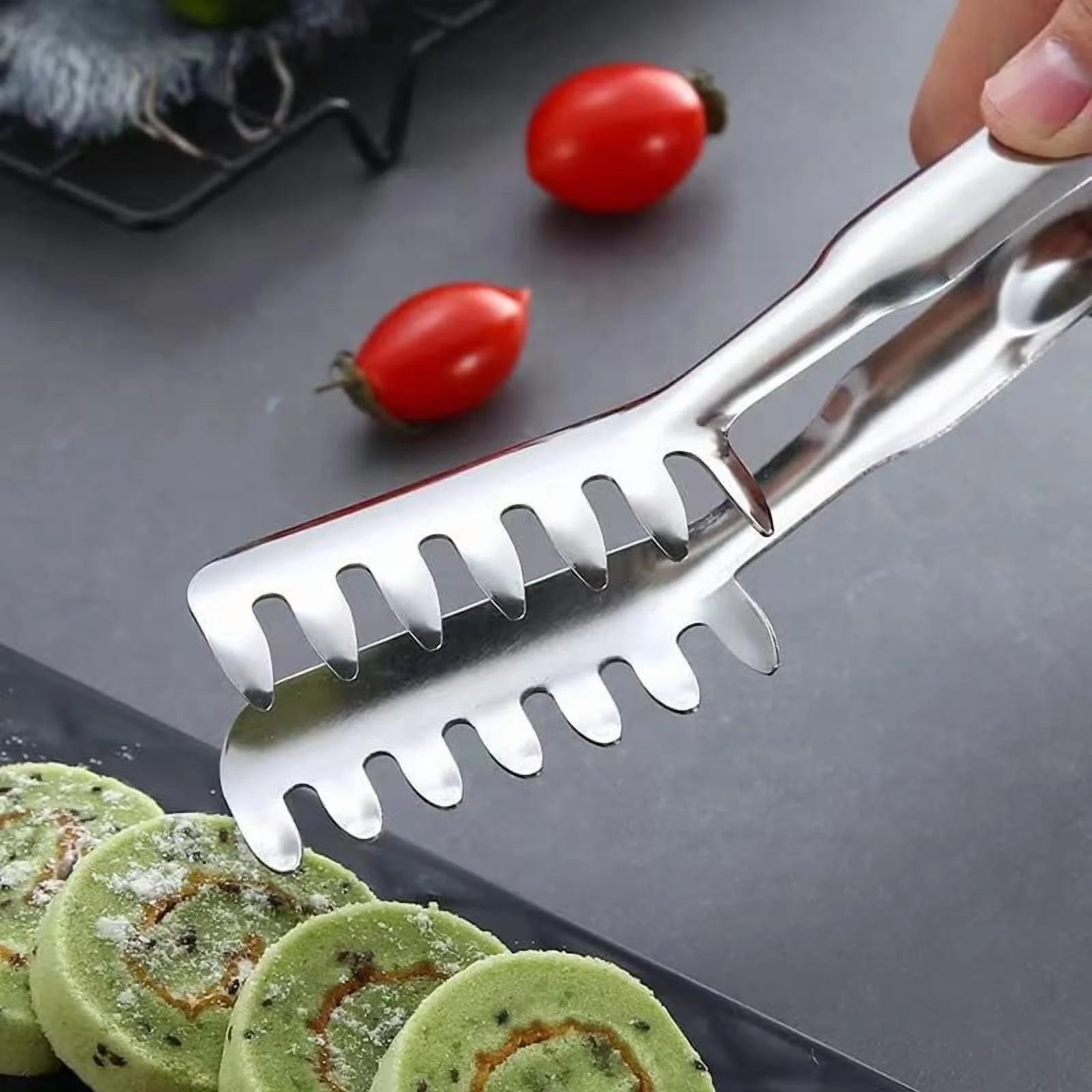 2-Piece Spaghetti Set Stainless Steel Pasta&amp; Tongs Heat Resistant 12 Inch