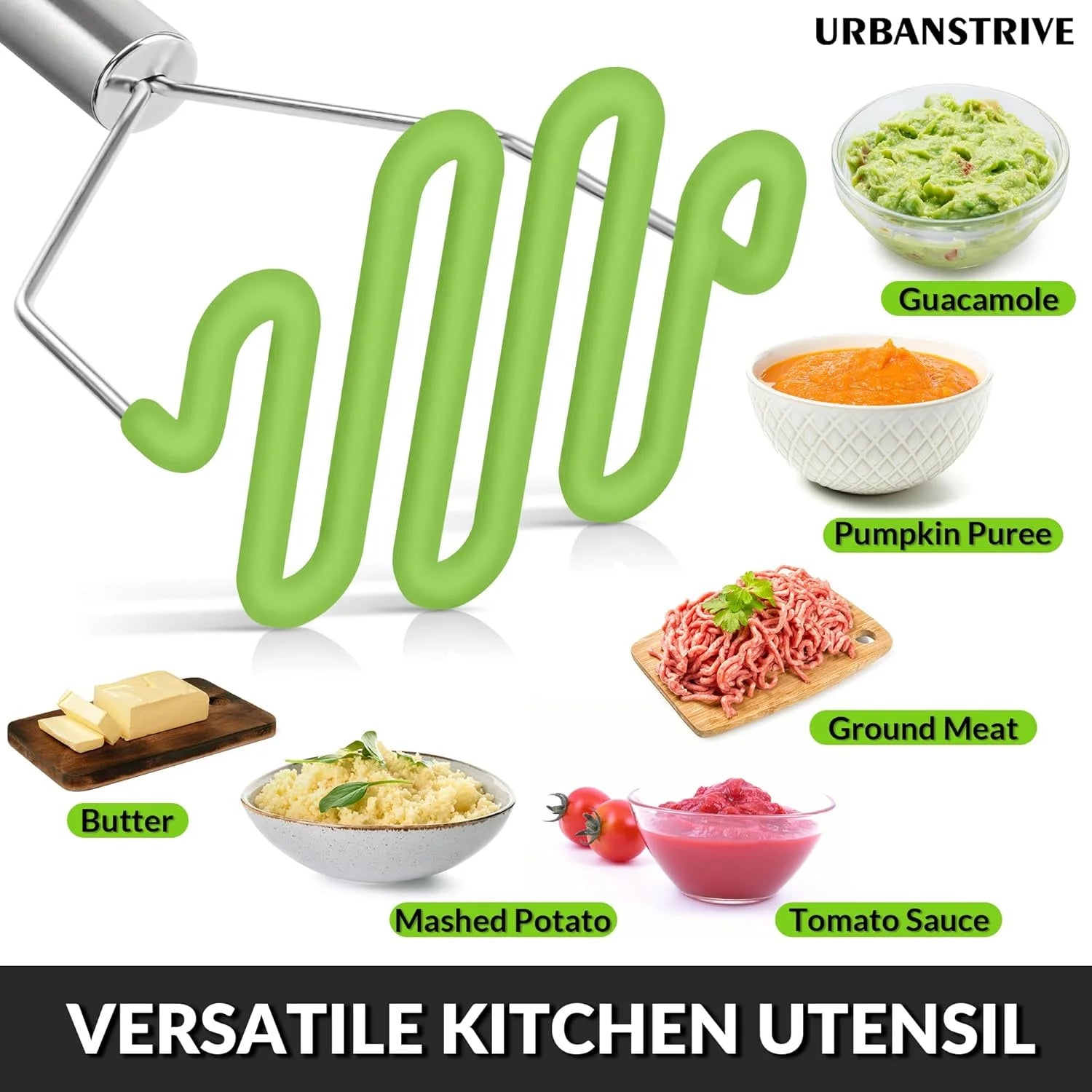 Non-Scratch Silicone Potato Masher Kitchen Tool Potatoes Masher Potato Masher Stainless Steel Wrapped In Premium Silicone Potato Smasher