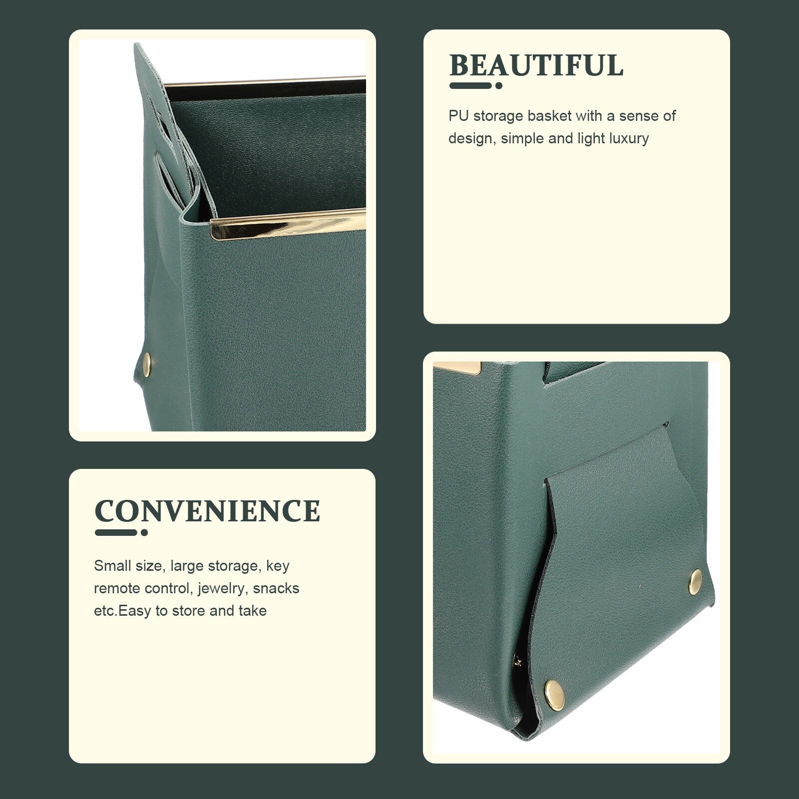 Storage Basket Cube Leather Lightweight Box Home Use Organizer