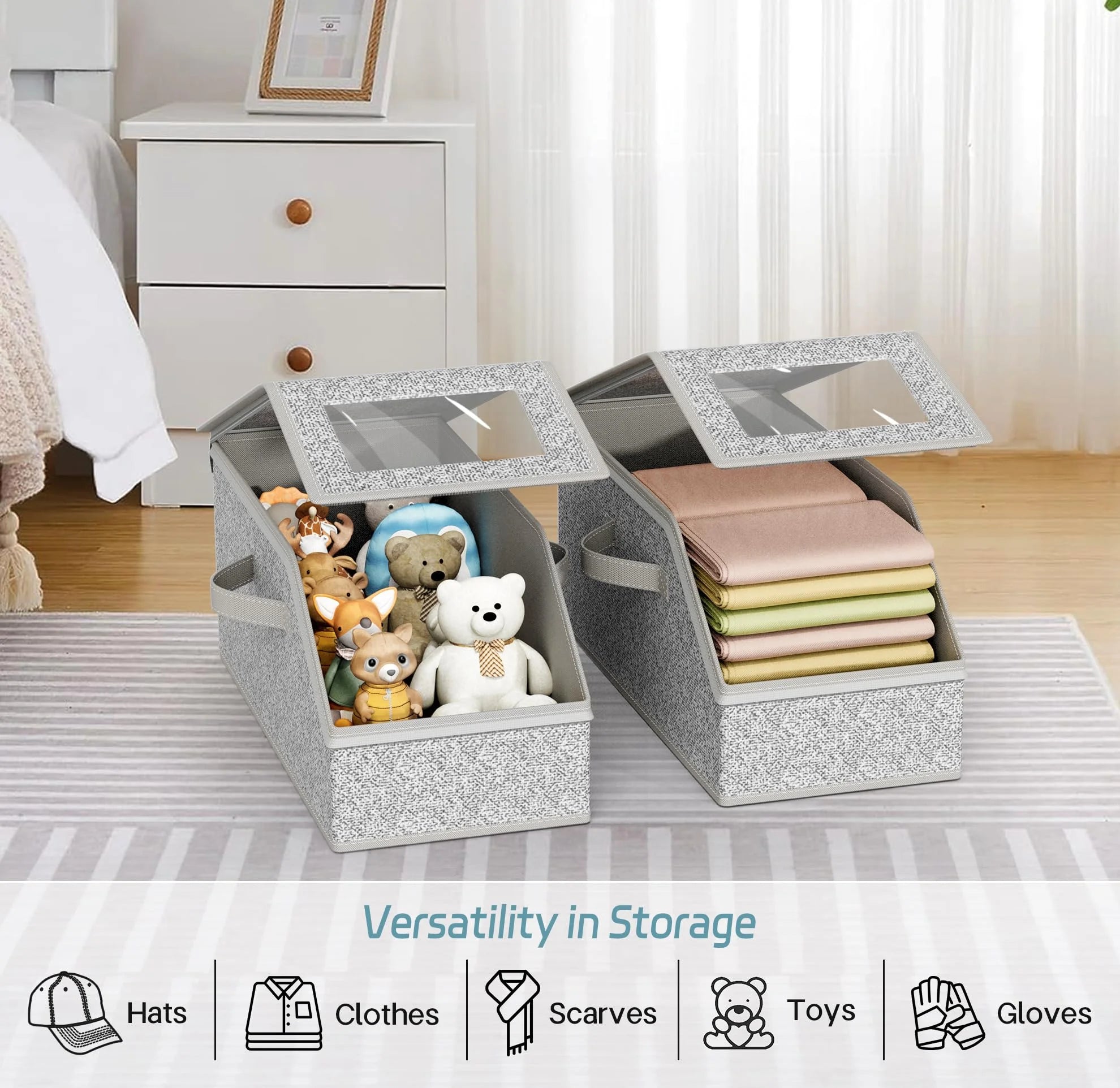 2 Pcs Stackable Hat Storage for Baseball Caps Holds up to 24 Caps Hat Organizer for Closet Sturdy Snapback Boxes for Men with Cardboard Grey