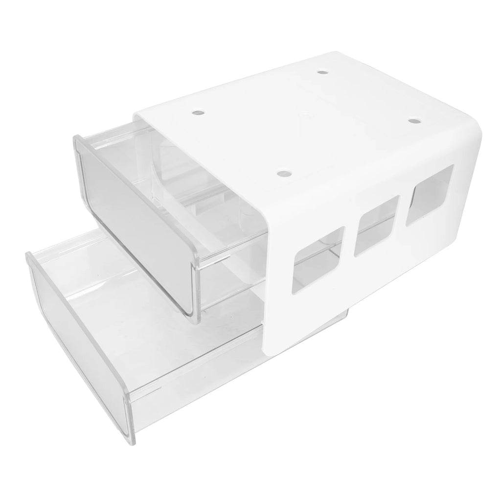 Double Storage Box Desktop Boxes Bins Table Shelf Office White