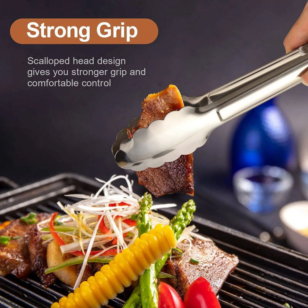 Unbranded 6 Pack Serving Tongs 7 Inch Stainless Steel Food Tongs for Salad Buffet Catering