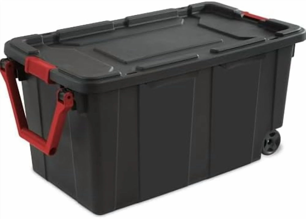 Black 40 Gallon Wheeled Plastic Storage Container with Handle 2 Pack$$Office
