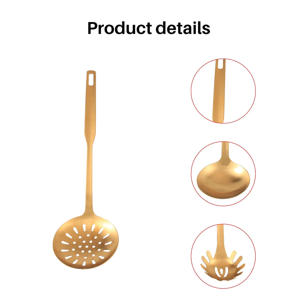 Stainless Steel Kitchen Utensils 5-Piece Cooking Trowel Set Tool Gold