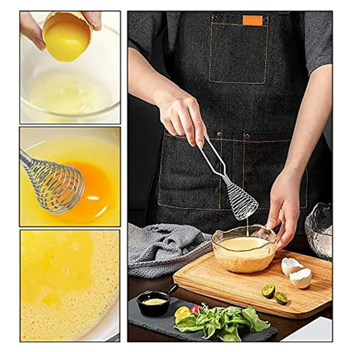 Stainless Steel Spring Coil Whisk Wire Whip-Cream Egg Beater -Cream Hand Mixer Kitchen Tool Accessories for Mixing