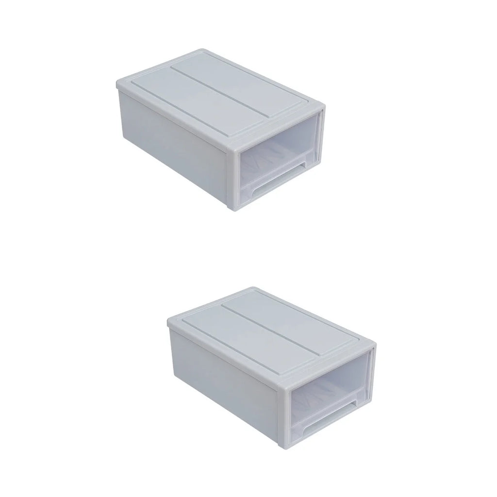 2pcs Drawer Clothes Storage Box- Out Drawer Container for Organizing Mens and Shoes Sandals Wedges Flats Heels and Accessories Blue