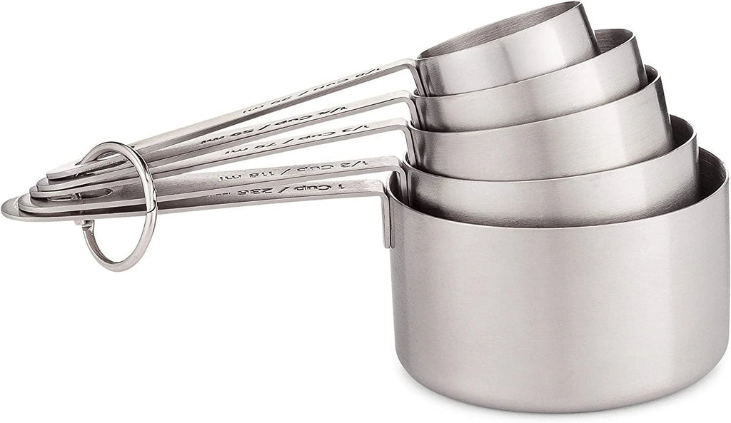 Stainless Steel Measuring Cups Heavy-Duty 5-Piece Set with Storage Ring – Kitchen Measuring Tools