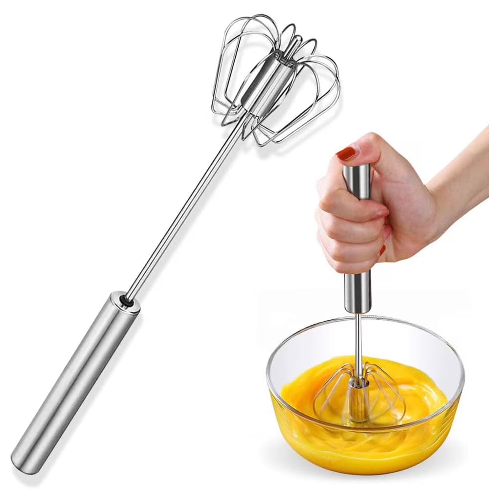 Egg Whisk,2 Pack Stainless Steel Home Kitchen Tool Hand Easy Whisk Egg Beater Manual Mixer Blender for Whisking Beating &amp; Stirring.
