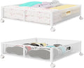 Under Bed Storage Containers with Wheels - Shoe Storage Organizer Drawer Tool-free Assembly Metal Underbed Storage Containers for Bedroom Clothes Shoes Blankets - 2Pack