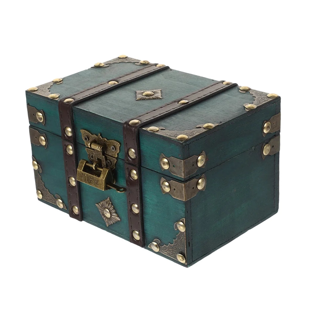 Wooden Storage Box Keepsake Stash Photo Treasure Chest Crate Dark Green