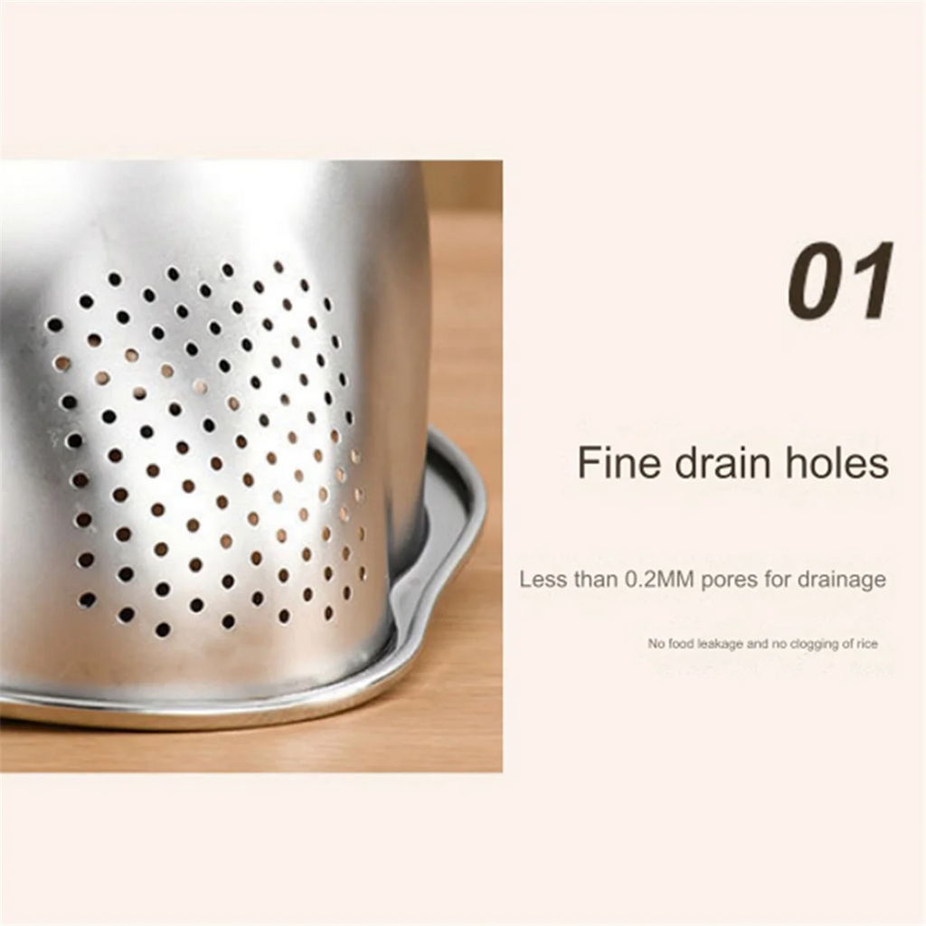 Rice Washer Strainer Bowl Stainless Steel Washing Colander Fruit and Vegetable Kitchen Tool A