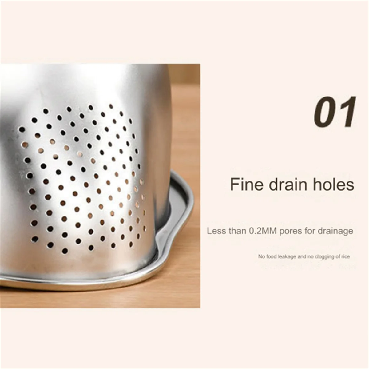 Rice Washer Strainer Bowl Stainless Steel Washing Colander Fruit and Vegetable Kitchen Tool A