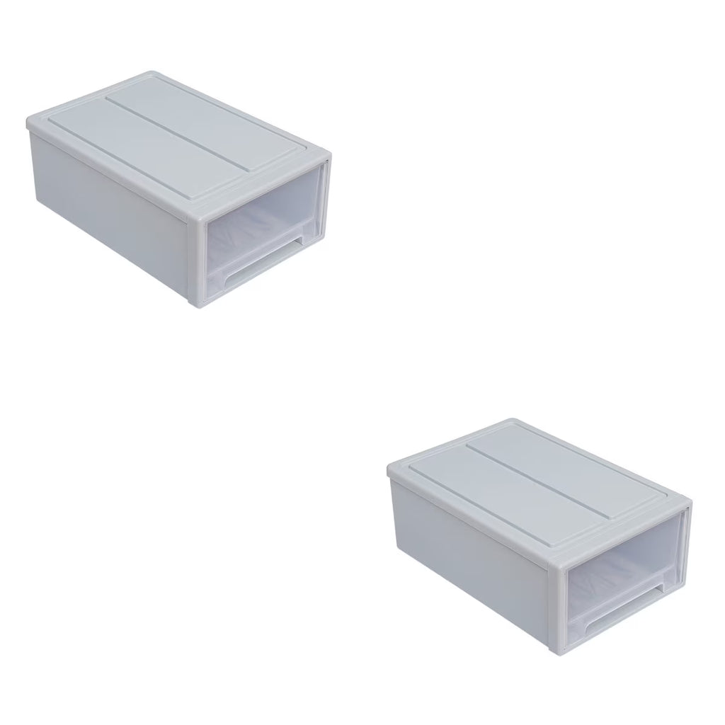 2pcs Drawer Clothes Storage Box- Out Drawer Container for Organizing Mens and Shoes Sandals Wedges Flats Heels and Accessories Blue
