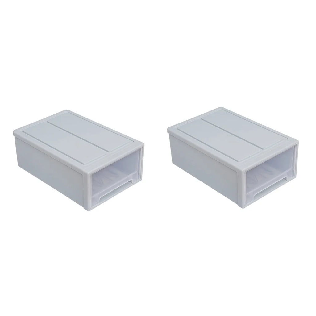 2pcs Drawer Clothes Storage Box- Out Drawer Container for Organizing Mens and Shoes Sandals Wedges Flats Heels and Accessories Blue