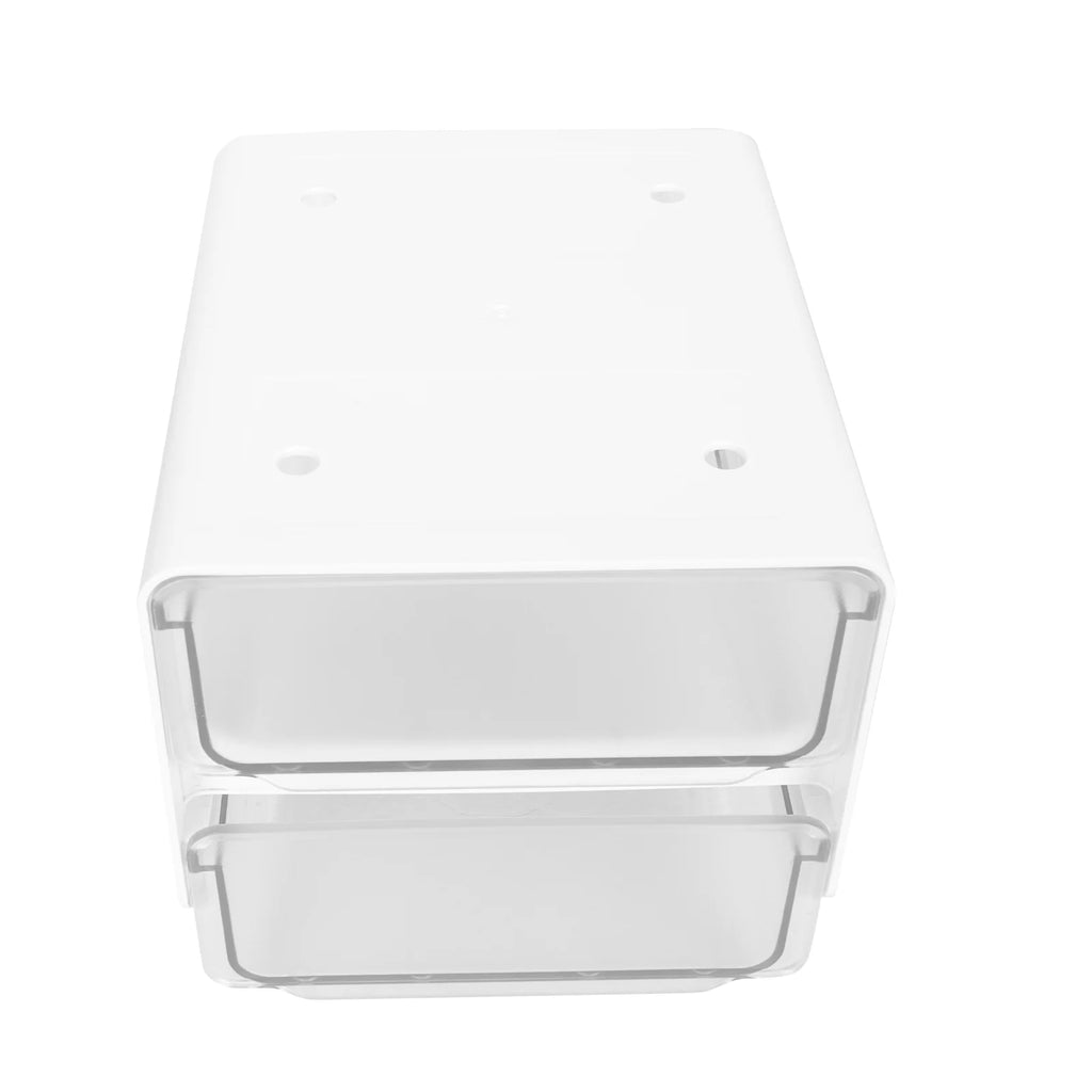 Double Storage Box Desktop Boxes Bins Table Shelf Office White