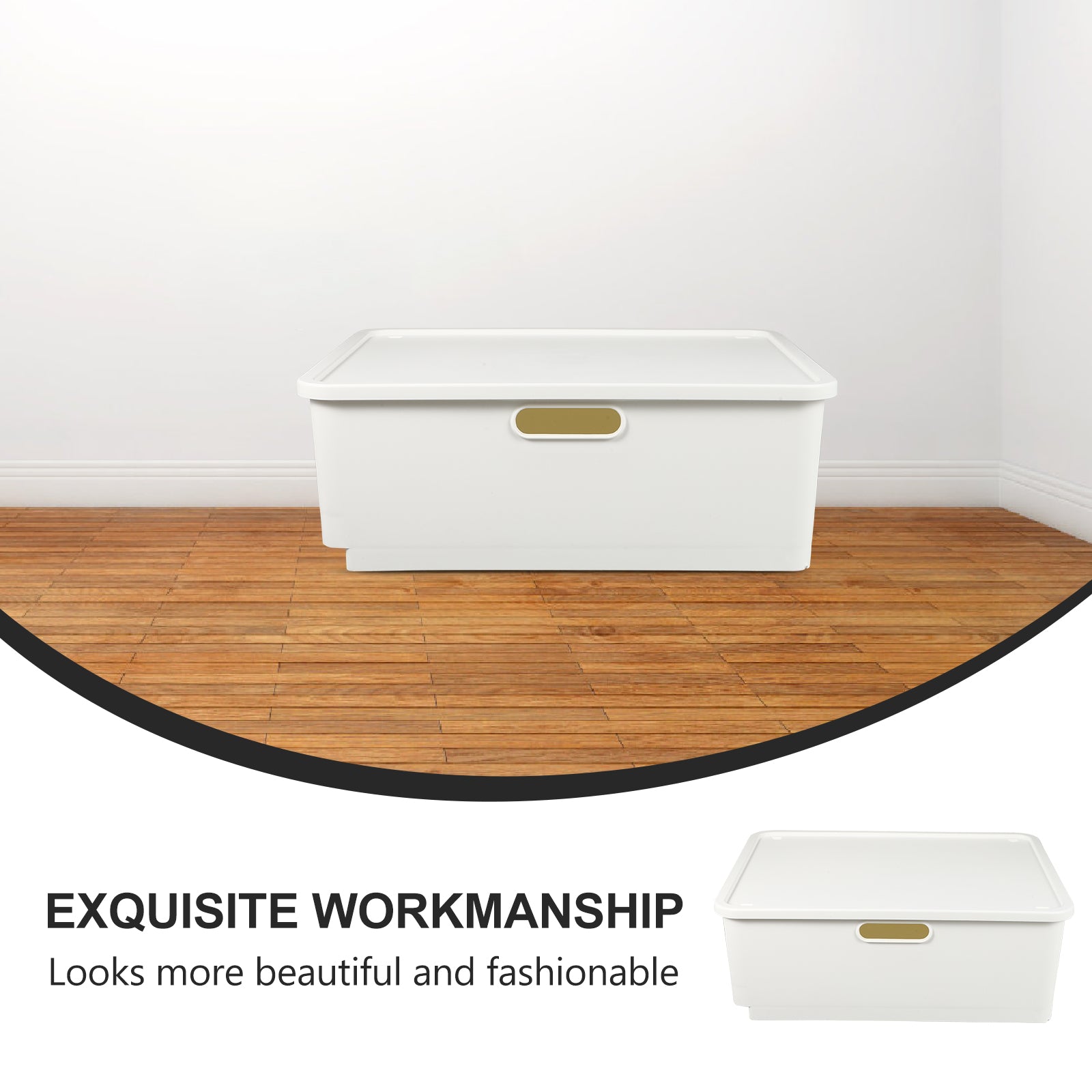 Japanese Storage Box Kitchen Shelves Basket Containers with Lids White