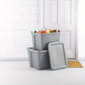 2-Pack 18 Gallon Heavy-Duty Plastic Storage Bins with Snap-On Lids - High Quality Stackable Gray Organizers for Home Garage Pantry &amp; Office - Space-Saving Rectangular Design with Reinforced Handles