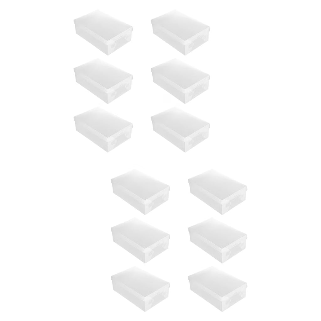 12 PCS Shoes Boxes Transparent Shoes Cases Plastic Storage Box Shoes Container for Home Shop 28x18x10cm