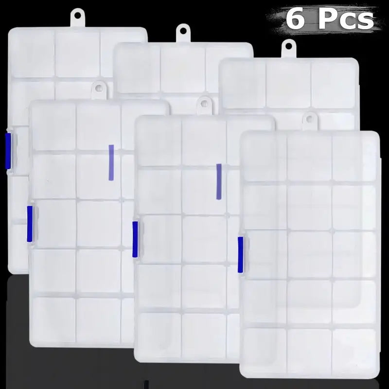 [Clear Jewelry Box] 6pcs Clear Jewelry Box | Plastic Bead Storage Craft Container Earrings Organizer