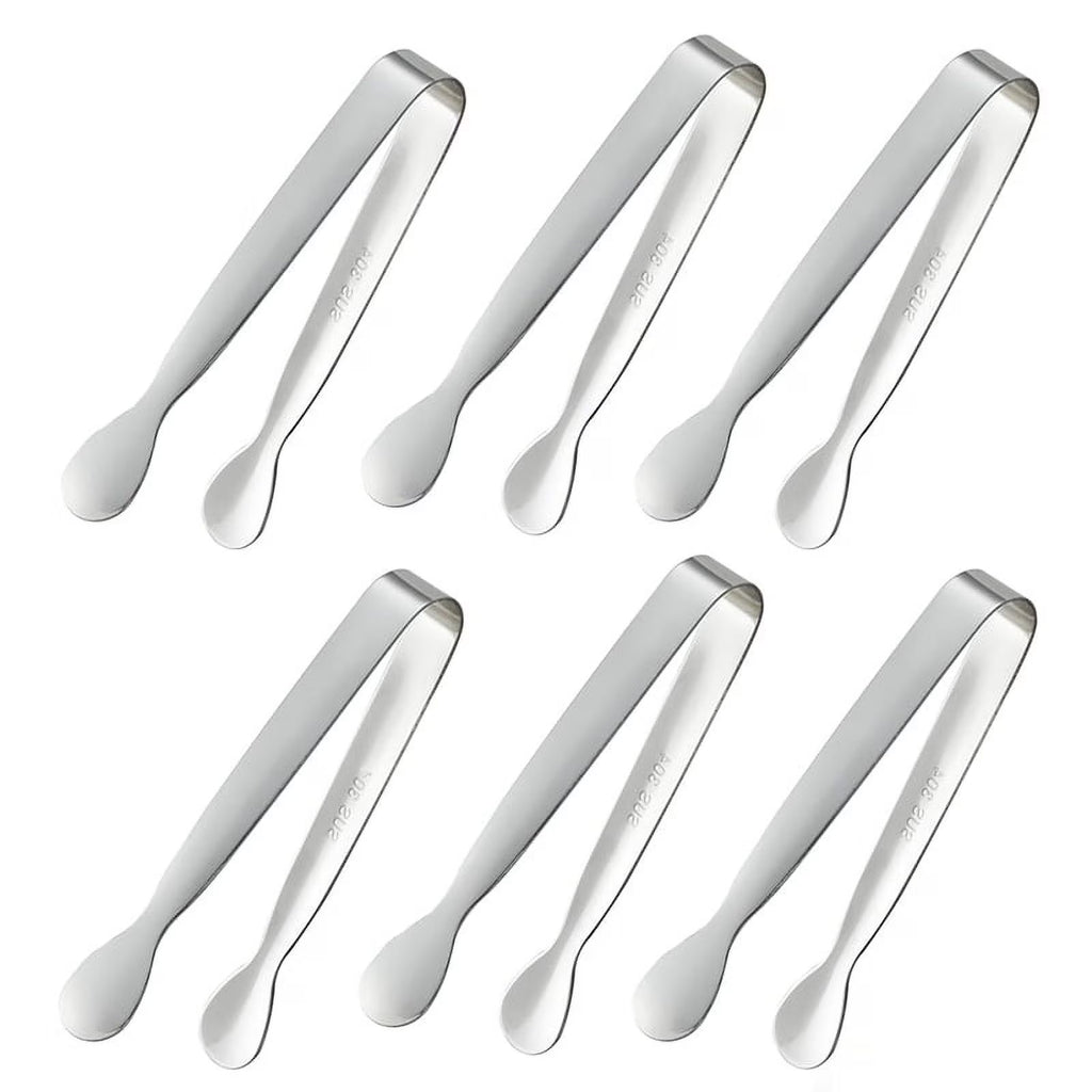 6PCS Mini Small Tiny Tongs 4.25Inch Stainless Steel Small Tongs for Serving Food Kitchen 304stainless Steel
