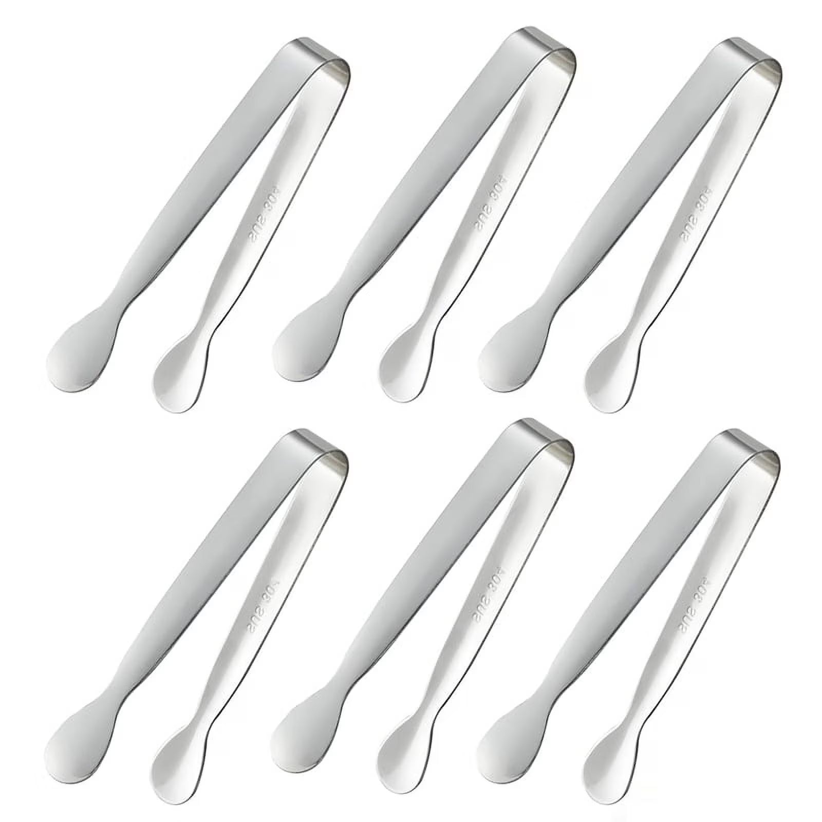6PCS Mini Small Tiny Tongs 4.25Inch Stainless Steel Small Tongs for Serving Food Kitchen 304stainless Steel