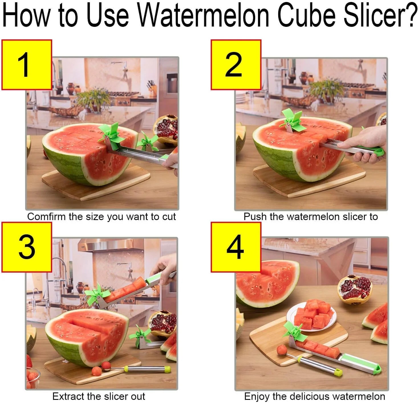 Watermelon Windmill Cutter Slicer Stainless Steel Shape Fruit Tools Quickly Cut Tool Kitchen Gadgets with Melon Scoop
