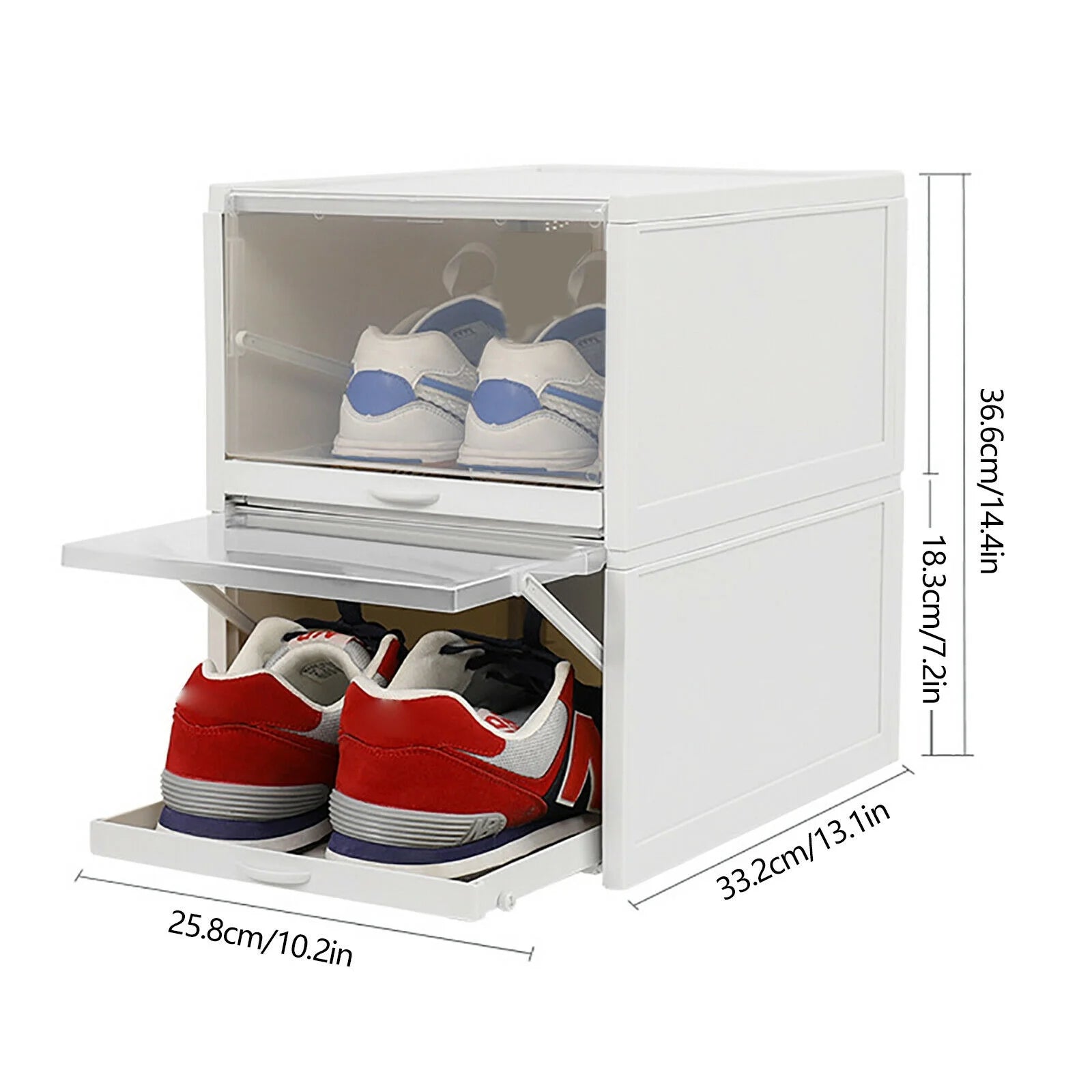 3pcs Foldable Shoe Box Push Drawer Type Storage Organizer Shoe Box Clear Cover Stackable Shoe Storage Box Gray Sneaker Case Stackable Container W/Drawer Push Pull Transparent Shoe Box Stackable