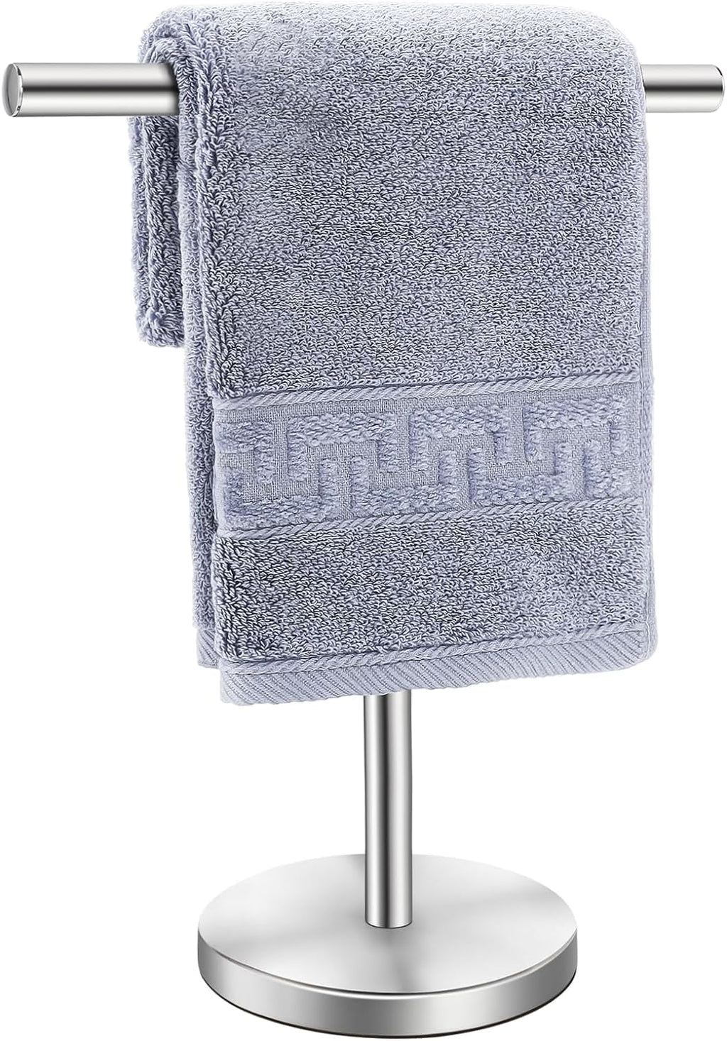 T-Shape Bath Hand Towel Holder Stand Stainless Steel Free Standing Hand Towel Rack with Heavy Base for Bathroom Kitchen &amp; Countertop Matte Black