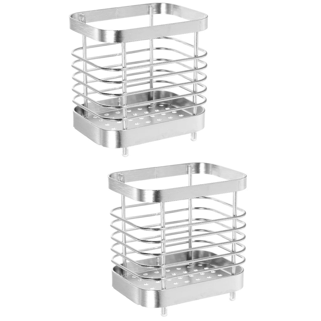 unbranded 2pcs Stainless Steel Cutlery Holder Kitchen Worktop Spoon Stand Space-saving Kitchen Utensil Holder