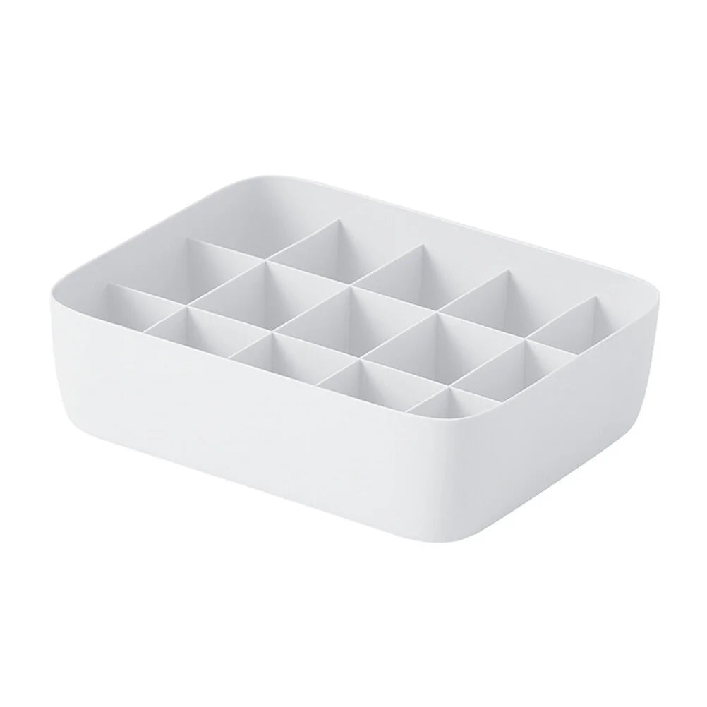 3pcs Underwear Storage Box Plastic Storage Basket Stackable Storage Container with 15-Compartment Divider for Bra Panties Socks(White)