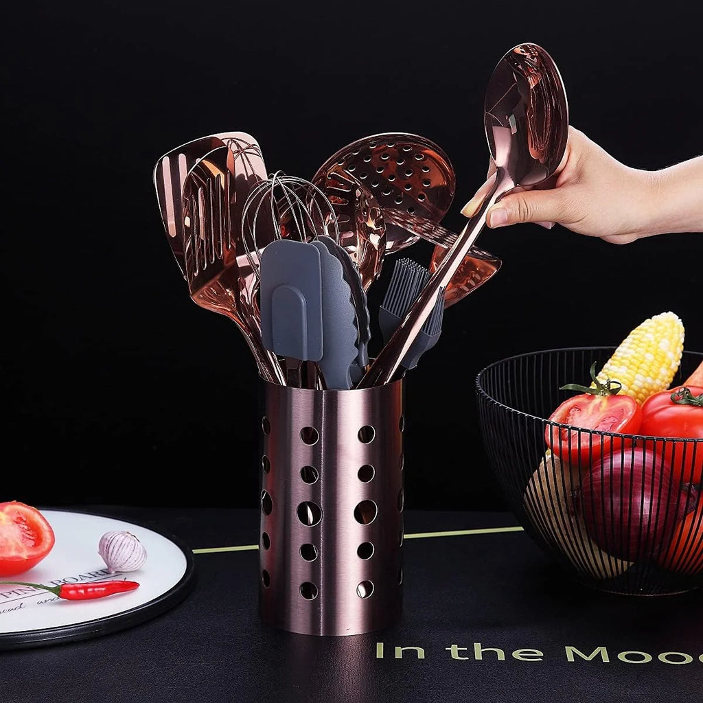 Copper Kitchen Utensils Set,13 Pieces Stainless Steel Cooking Utensils Set with