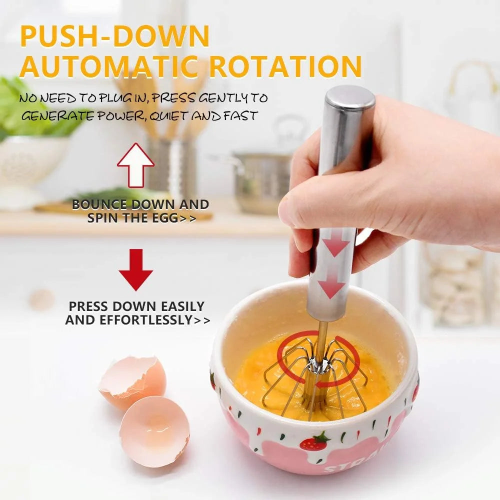 Egg Whisk,2 Pack Stainless Steel Home Kitchen Tool Hand Easy Whisk Egg Beater Manual Mixer Blender for Whisking Beating &amp; Stirring.