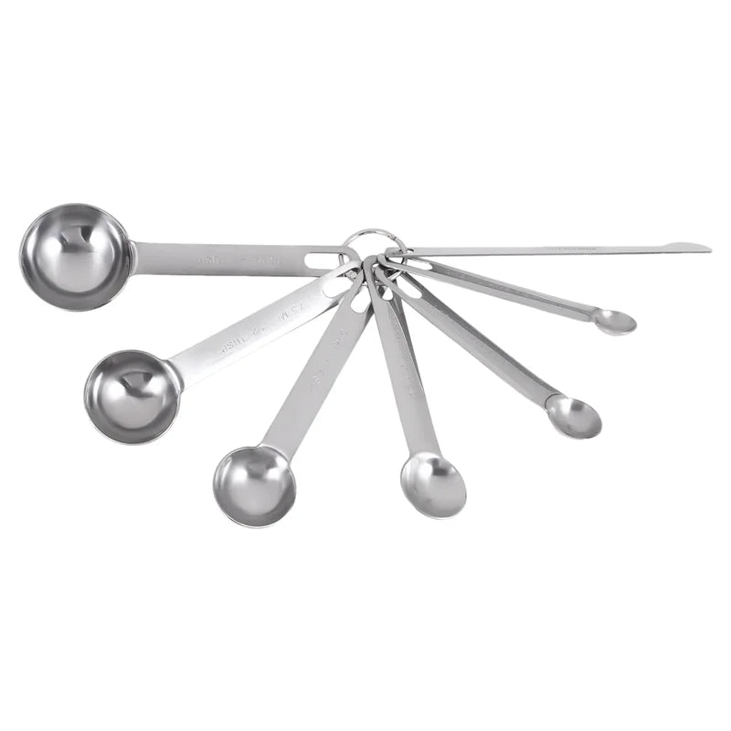 Stainless Steel Measuring Spoons Cups Set Small Tablespoon Teaspoons Set 6 with Bonus C4662