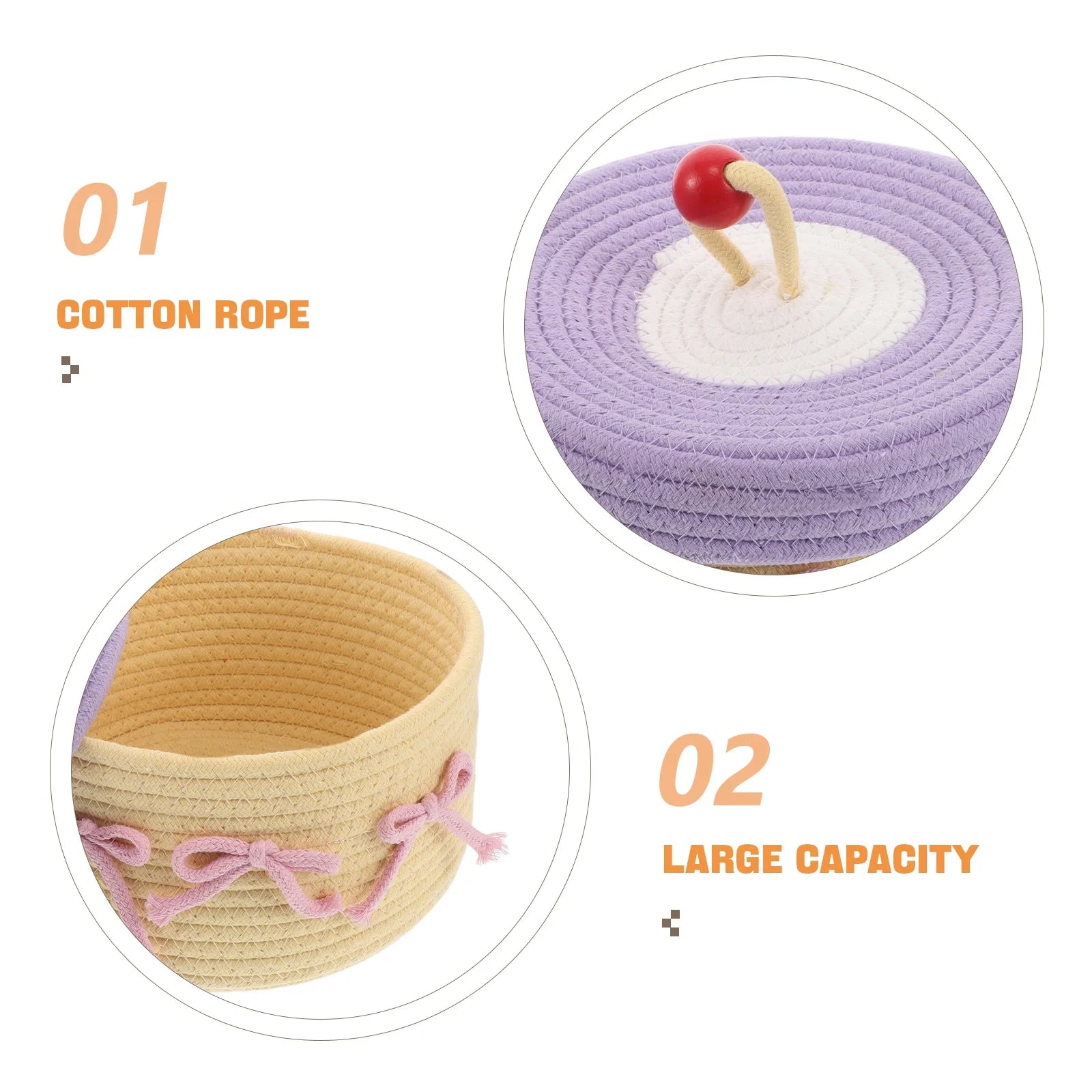 Woven Cotton Rope Basket With Lid Jewelry Storage Box Cute Basket Cotton Rope Basket Storage Woven Basket Woven Rope Basket Bathroom Basket Organizer