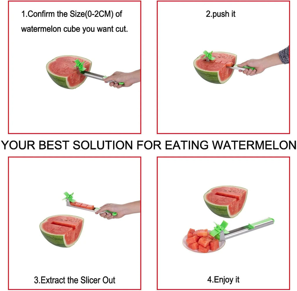 Watermelon Windmill Cutter Slicer Stainless Steel Shape Fruit Tools Quickly Cut Tool Kitchen Gadgets with Melon Scoop